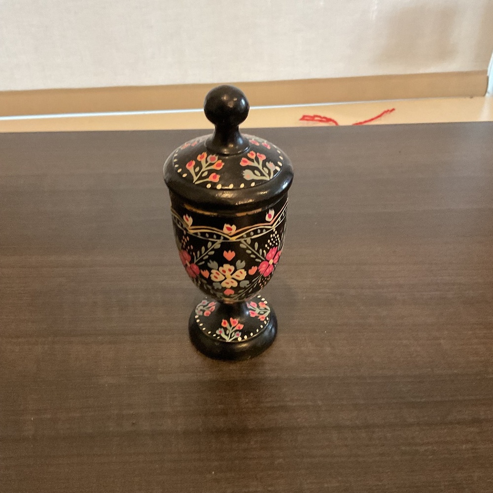 Hand painted wooden vase